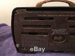 Serviced WWll WW2 Antique Zenith 6-D-510 Portable Bakelite Table Tube Radio