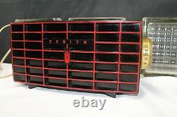 Tube Type Zenith Long Distance AM Radio-Black Case Red Face Works Model R509Y