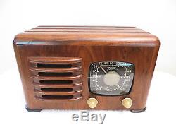 VINTAGE 1930s ZENITH LARGE BLACK DIAL UNIQUE WOOD PATTERNED OLD TUBE RADIO L@@K
