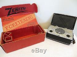 VINTAGE 1940s ANTIQUE ZENITH MID CENTURY ART DECO CHROME TYPE RADIO IN BOX