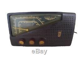 VINTAGE 1950s OLD SPLIT FACE AM-FM ZENITH ANTIQUE BAKELITE TUBE RADIO Turns on