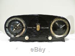 VINTAGE OLD EARLY 1951 ZENITH OWL EYE RARE COLOR ANTIQUE BAKELITE CLOCK RADIO