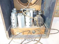 VTG 1937 ZENITH MODEL 5R123 TOMBSTONE TUBE RADIO BLACK DIAL WOOD ANTIQUE DECO