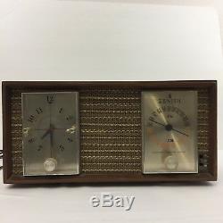 VTG 1960s Zenith X390 Tube Long Distance Clock Radio Wood Cabinet Works Great