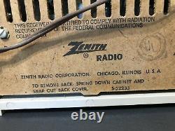 VTG. MCM 1950's Zenith AM/FM Tube Radio Model H723 Mid-Century Honeycomb WORKS