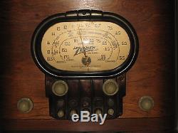 Vintage 1938 Zenith Tombstome Gold Racetrack Model 5S327 Tube Radio Works AN93
