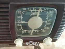 Vintage 1940s Zenith Long Distance Bakelite Tube Radio Model 6d510 Working