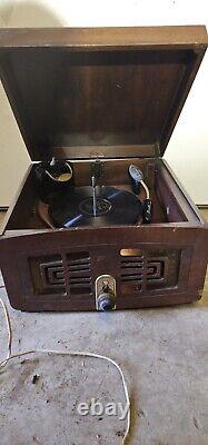 Vintage 1949 Vintage Zenith 5R086 Tube Radio Record Player Turntable Works