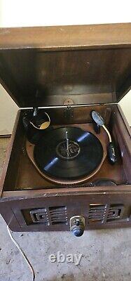 Vintage 1949 Vintage Zenith 5R086 Tube Radio Record Player Turntable Works