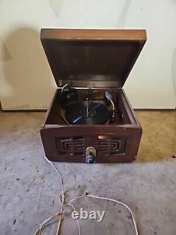 Vintage 1949 Vintage Zenith 5R086 Tube Radio Record Player Turntable Works