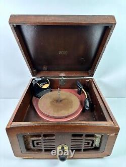 Vintage 1949 Zenith 5R086 Tube Radio Record Player Turntable POWERS ON