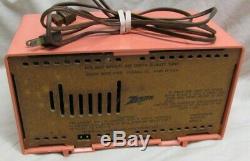 Vintage 1950's ZENITH F508V Tube Radio RARE Pink/Salmon/coral COLOR Works fine
