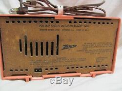 Vintage 1950's ZENITH F508V Tube Radio RARE Pink/Salmon/coral COLOR Works fine