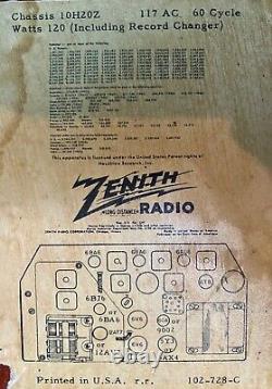 Vintage 1950's Zenith Cobra-Matic Art Deco Am/Fm Radio Chassis 10H20Z