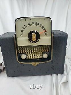 Vintage 1950s Zenith G503-Y Flip Up Dial Portable AM Tube Radio Working