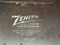 Vintage 1950s Zenith H724Z Brown Bakelite Tube Dial AM/FM Radio Tested Working