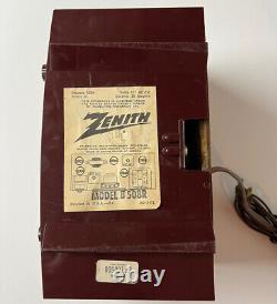 Vintage 1950s Zenith Vaccuum Tube Radio Model B508R Oxblood Ivory Parts Repair