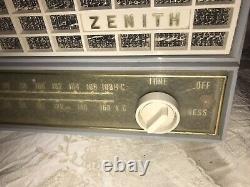 Vintage 1950s Zenith #s-41786 am/fm Table Radio WORKING BLUE GRAY