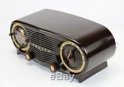 Vintage 1952 Zenith Art Deco S-18535 Owl Eyes Working Tube Radio withAlarm Clock