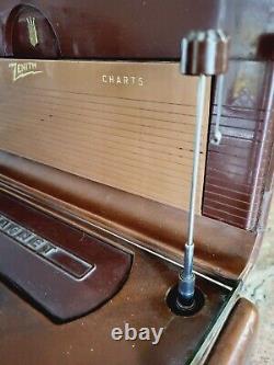Vintage 1958 Zenith A600L Brown Leather Transoceanic radio parts or repair