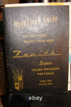 Vintage 1958 Zenith Model H500 World-Band Radio Works with paper work
