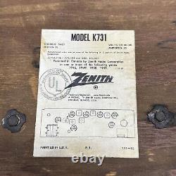 Vintage 1959 Zenith Tube Radio Model K731 Wood AM/FM Long Distance WORKING, LOUD