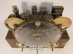 Vintage 8 Tube Zenith Black Dial Radio Chassis AM/SW Music USA Parts &/or Repair