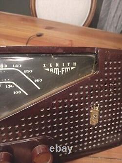 Vintage MID Century Zenith R721 Bakelite Am/fm Tube Radio Working