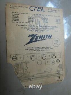 Vintage The Super Sapphire ZENITH AM/FM/AFC 7 Tube Radio C725L retro WORKS