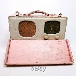 Vintage Tube Radio Zenith Wave Magnet 6G501M Universal Portable AM Pink Works