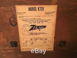 Vintage Working 1950's Zenith K731 AM/FM Tube Radio Good Working Condition