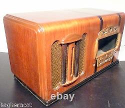 Vintage ZENITH 5910BT RADIO part Art Deco Glossy WOOD CASE & BRASS FACEPLATE