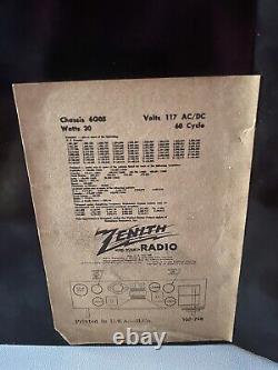 Vintage ZENITH Long Distance Radio Model H615Z Y-18709 Volts 117 AC\DC 60 Cycle