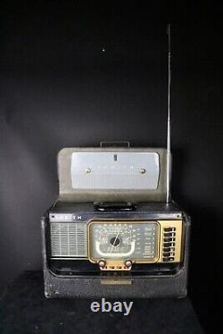 Vintage ZENITH Model H500 TRANS-OCEANIC Portable TUBE RADIO c. 1950's TESTED GOOD