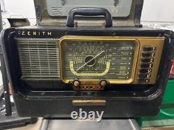 Vintage ZENITH Model H500 TRANS-OCEANIC Portable TUBE RADIO c. 1950's TESTED GOOD