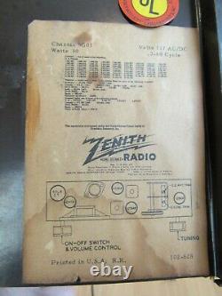 Vintage ZENITH tube RADIO 5G01 AM RETRO MCM 1949 bakelite RARE