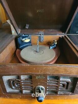 Vintage Zenith 5R086 Tube Radio + Phonograph Tube Glows, See Photos