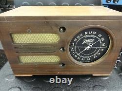 Vintage Zenith 6D116 Wood Black dial Tube Radio 1936 AM Shortwave Project as is