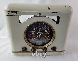 Vintage Zenith 6S-229 Tube Radio Black Dial Parts or Repair Power Tested