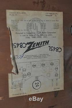 Vintage Zenith AM / FM Tube Radio C845l c 845 L 1950s