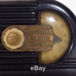 Vintage Zenith Curved Side Art Deco Tube Radio Wavemagnet 6D311 Bakelite -Works