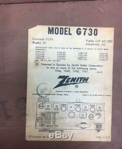 Vintage Zenith G730 AM/FM Radio, Wood Cabinet, Tube Radio MODEL G-730, Works