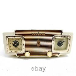 Vintage Zenith K622 Tube Radio White Alarm Clock Super Deluxe MCM Mid Century