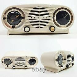 Vintage Zenith L515 Mid Century Modern Owl Eye Clock Tube Radio L515W Works