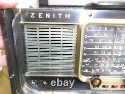 Vintage Zenith L600 Wave Magnet Trans Oceanic Tube Radio w Instruction powers on