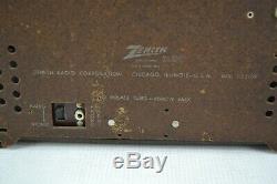 Vintage Zenith Long Distance Tube Radio Bakelite Case AM FM S-23168 Y825 AS IS