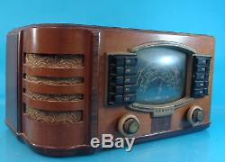 Vintage Zenith Model 7S633 Black Dial Wooden Radio Receiver With Original Back