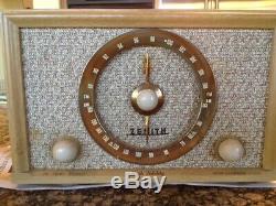 Vintage Zenith Model A835 High Fidelity AM FM Tube Radio Mid Century Works