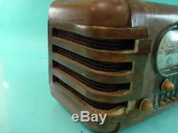 Vintage Zenith Racetrack AM/SW Wood Table Radio Model 5-S-319 for Parts & Repair