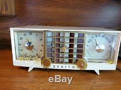Vintage Zenith Radio R623W 1955 Super Deluxe AM Clock Radio Tube WORKING